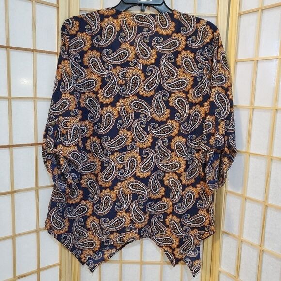 Kim Rogers Paisley Offset Hem Blouse Small - Picture 3 of 8
